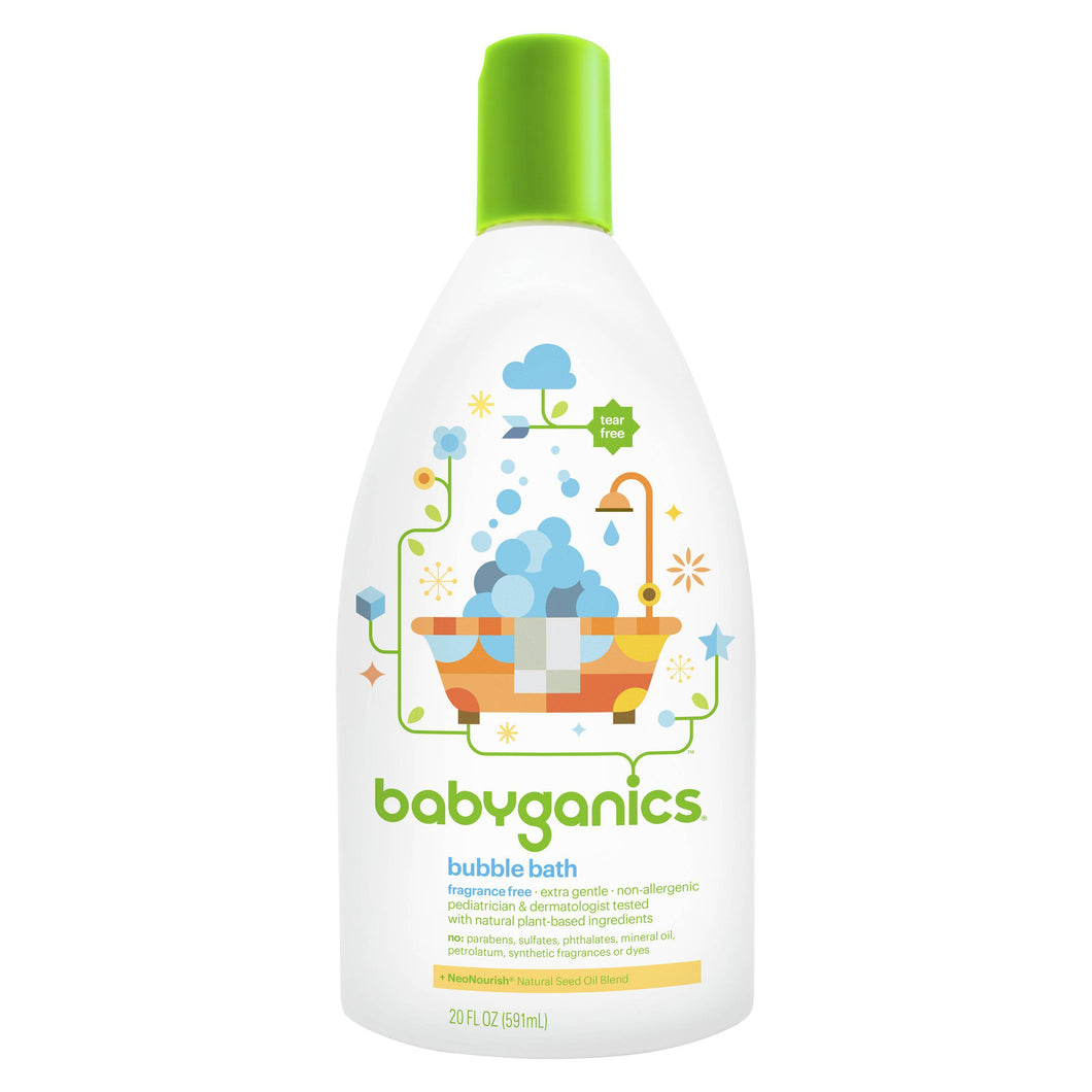 BabyGanics, Bubble Bath, Fragrance Free, 20 fl oz (591 ml)