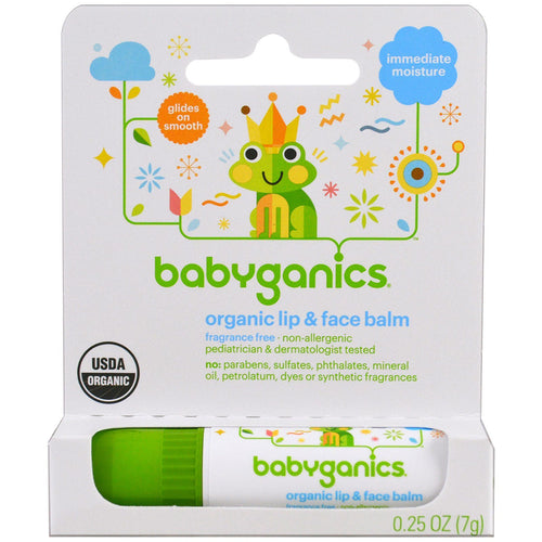 BabyGanics, Organic Lip & Face Balm, 0.25 oz (7 g)