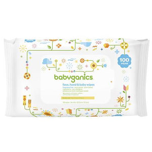 BabyGanics, Face, Hand & Baby Wipes, Fragrance Free, 100 Wipes