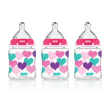 Load image into Gallery viewer, NUK, Hearts Baby Bottle with Perfect Fit Nipple, Slow Flow, 5 Ounces, 3 Pack