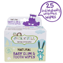 Load image into Gallery viewer, Jack n' Jill, Natural Baby Gum &amp; Tooth Wipes, 25 Individually Wrapped Wipes