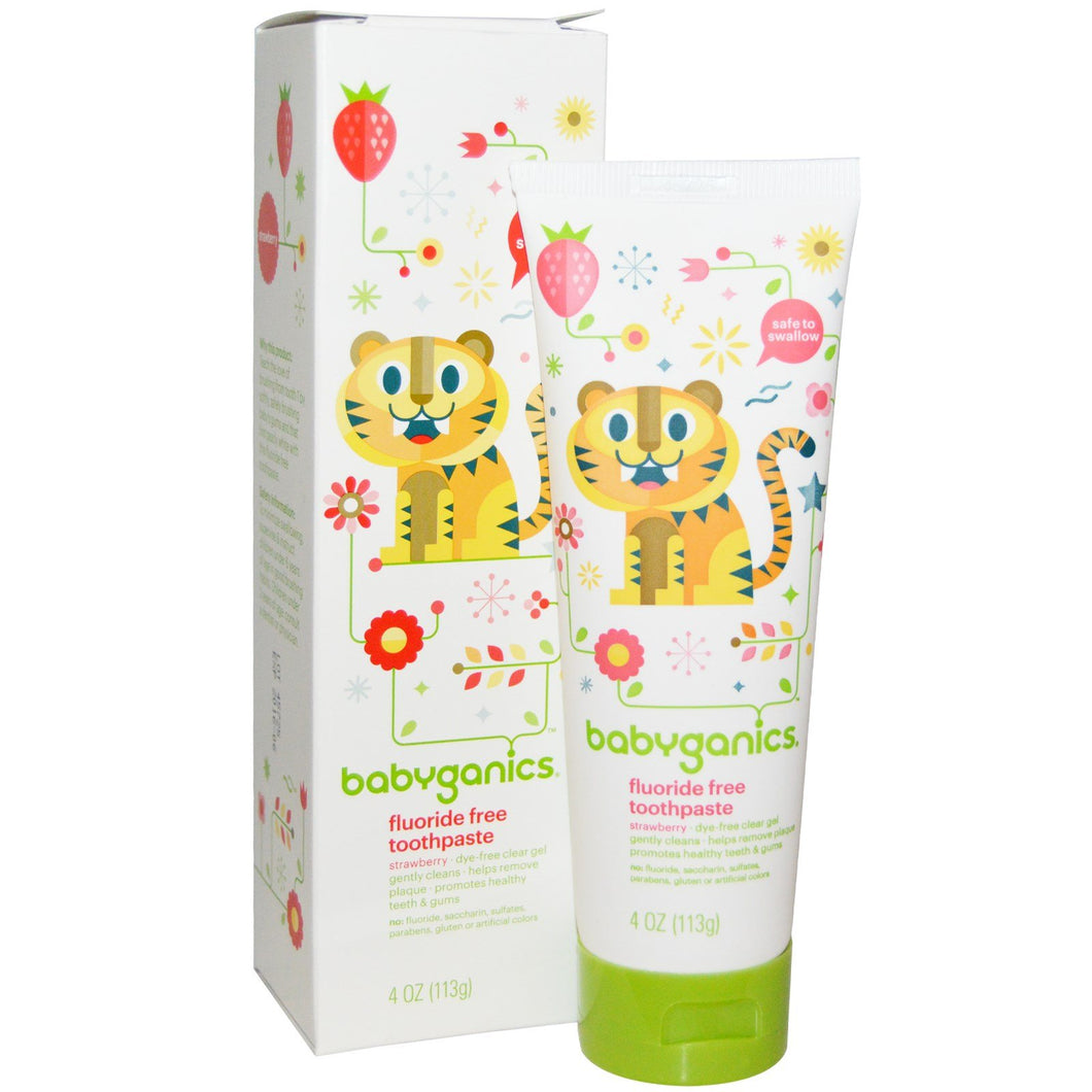 BabyGanics, Fluoride Free Toothpaste, Strawberry, 4 oz (113 g)