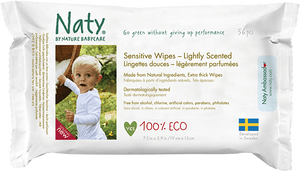 Naty, Sensitive Wipes, lightly Scented, 56 Wipes