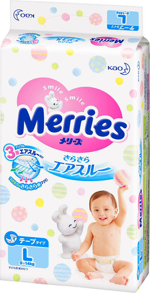 Merries - Large Sized Diapers, 54+4Pcs